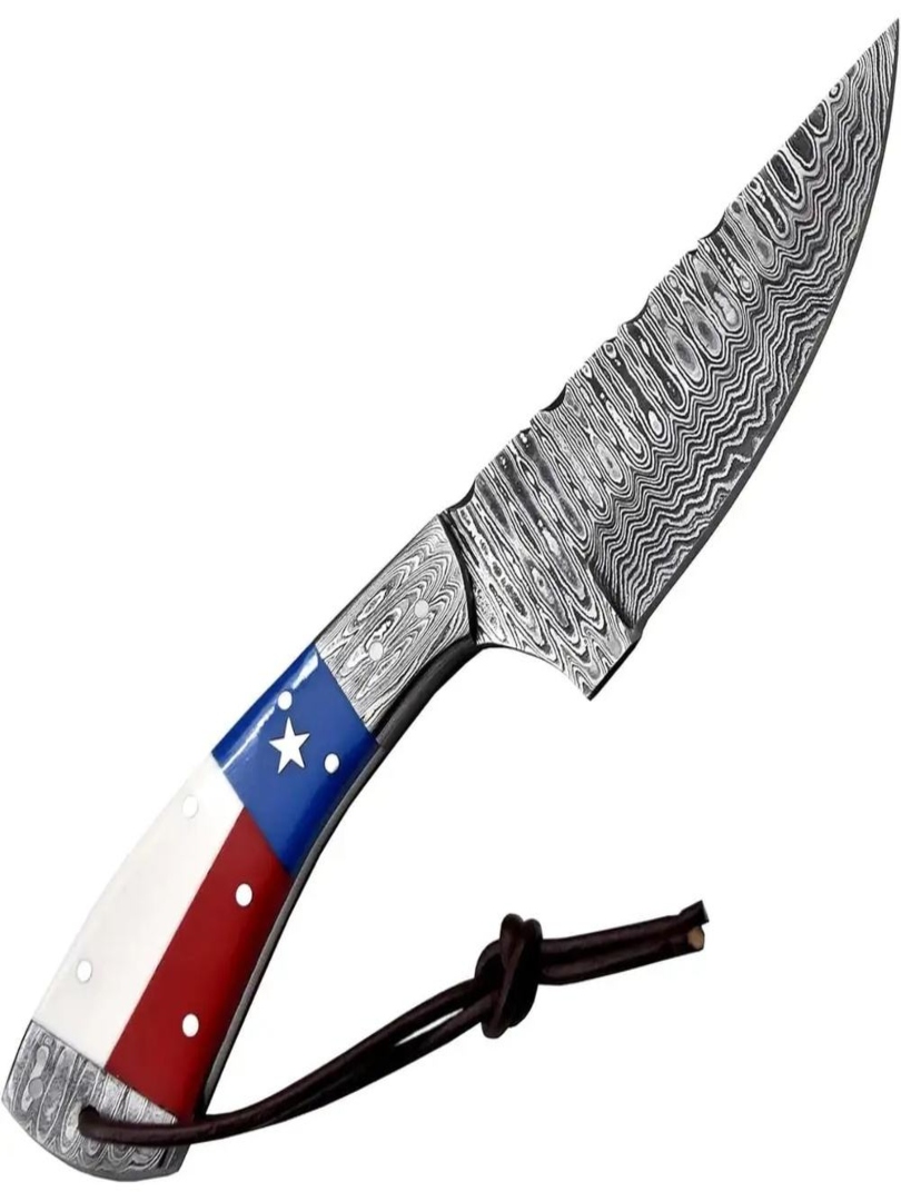 Lightweight Damascus Skinner Knife with Smooth Handle