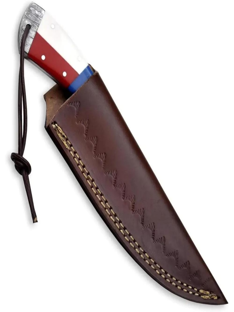 Lightweight Damascus Skinner Knife with Smooth Handle - Image 2