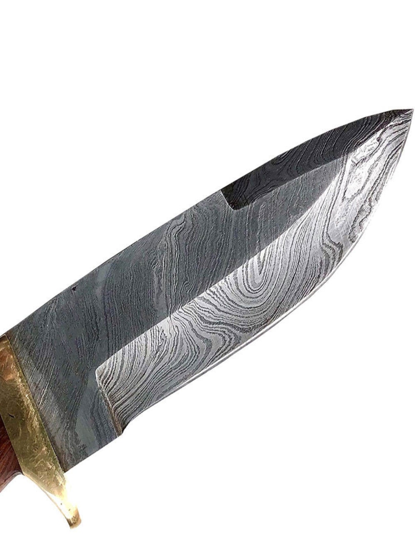 Hand-Forged Damascus Skinner Knife with Patterned Blade - Image 2