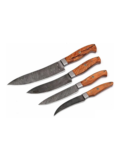 Artisan 5-Piece Kitchen Knife Set – Handcrafted Carbon Steel with Resin Handles and Leather Case - Image 4