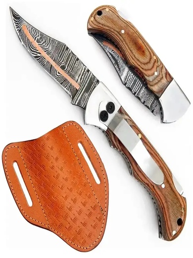 Damascus Folding Pocket Knife – Polished Handle with Precision Craftsmanship - Image 5